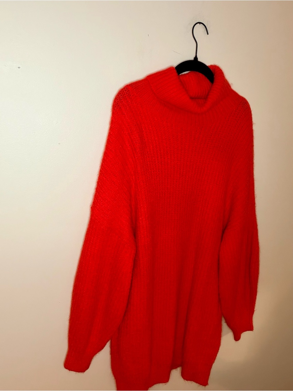 Women's Bright Orange Oversized Turtleneck Sweater/Dress